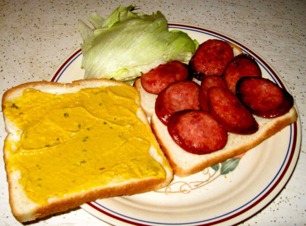 Fried Kielbasa Sandwich