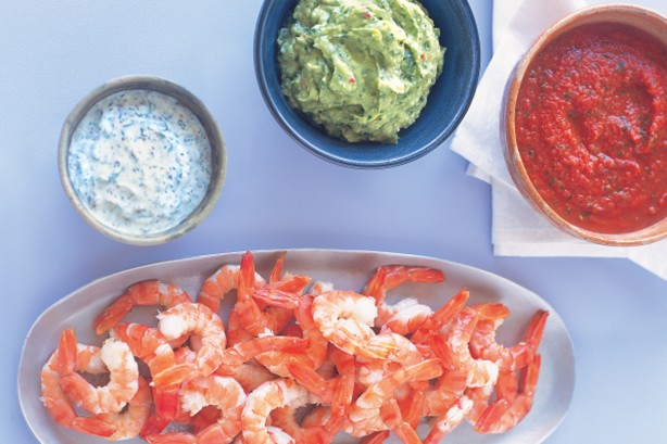 Prawns with three dipping sauces