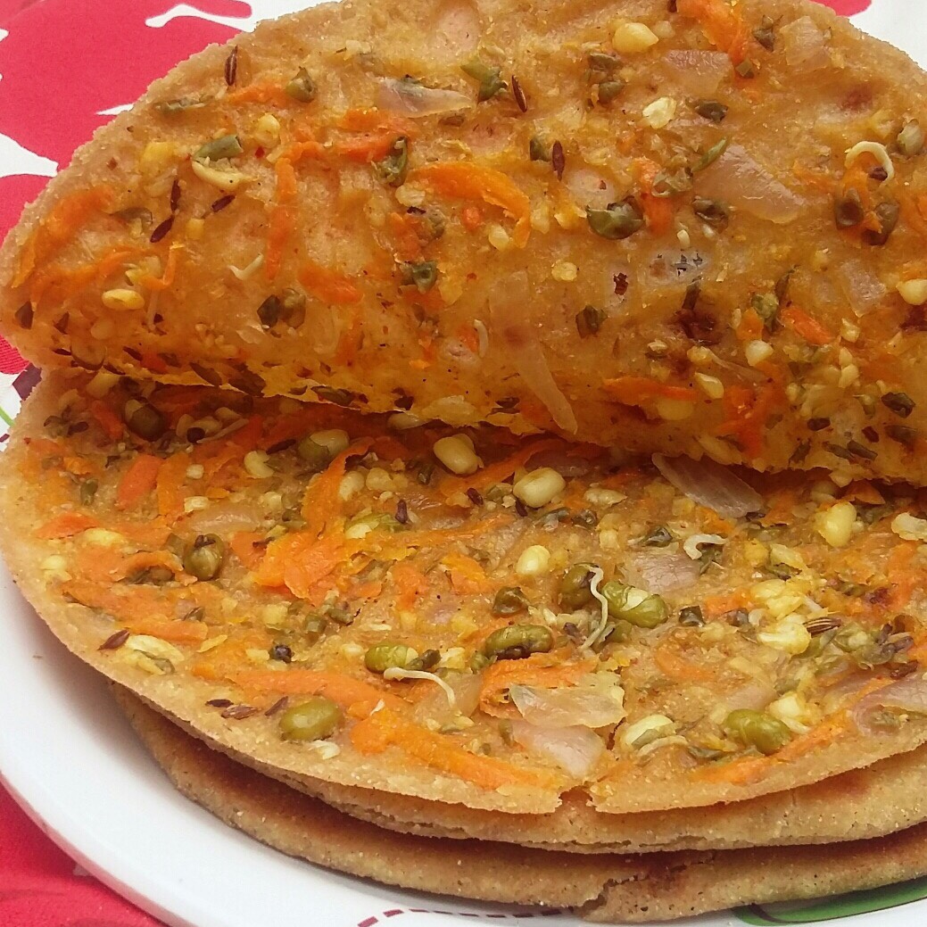 stuffed carrot and moong sprouts paratha