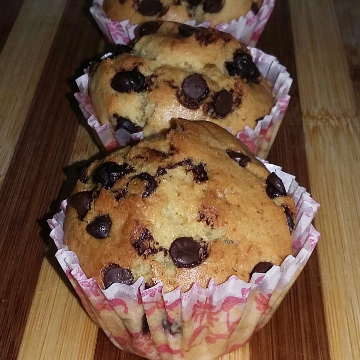 vanilla chocolate chip muffin with part wheat flour