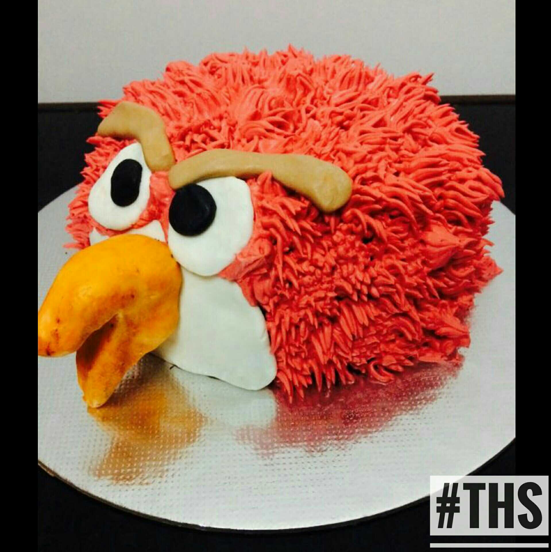 Red Velevet AngryBird Cake Decorated With Red Italian Meringue Buttercream