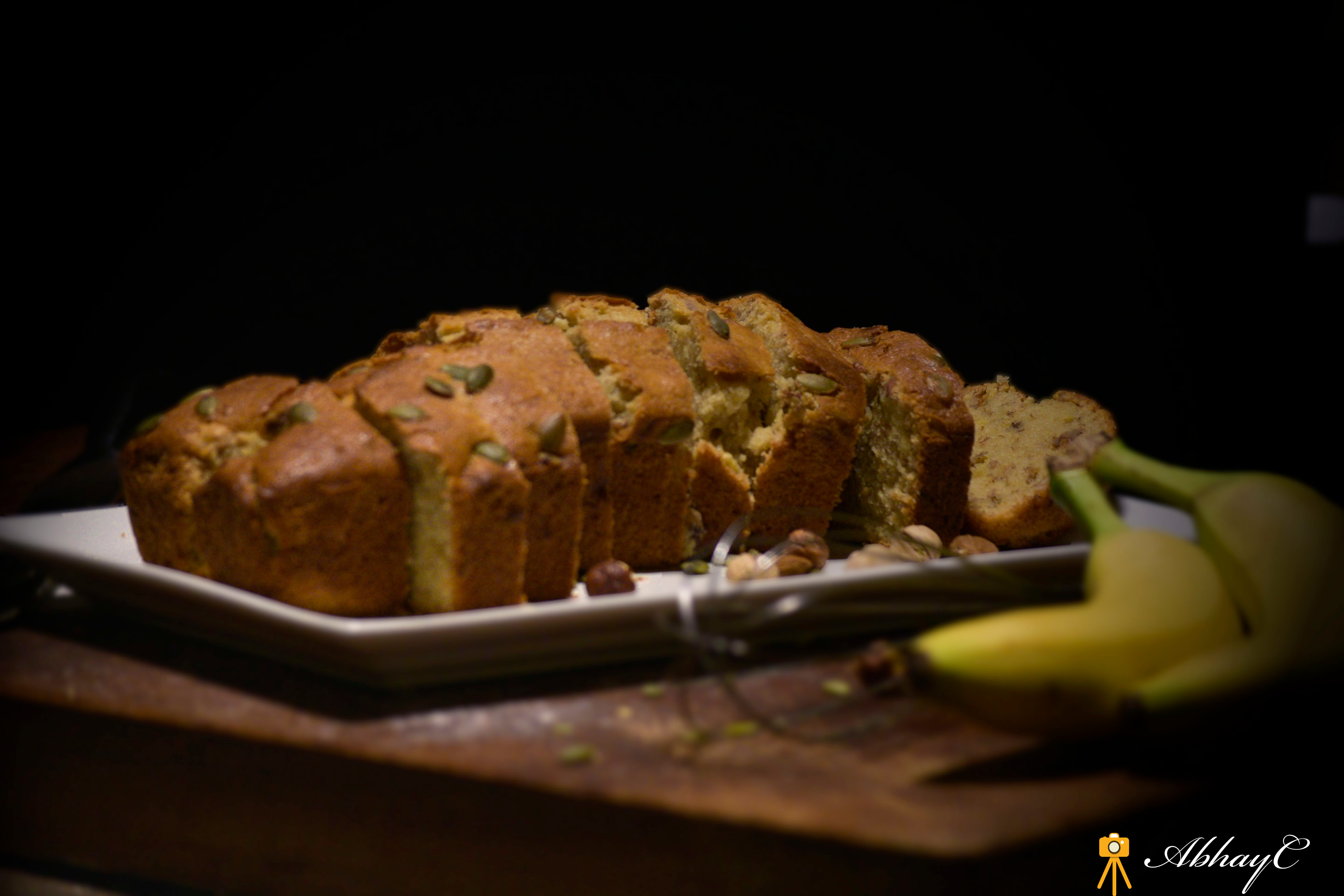 Aromatic Banana & Hazelnut loaf Bread, with Pumpkin seeds!