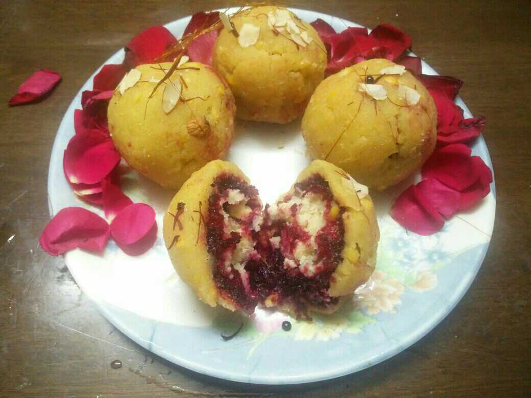 Dryfruit Mava Beetroot Chana Dal Stuffed Laddu