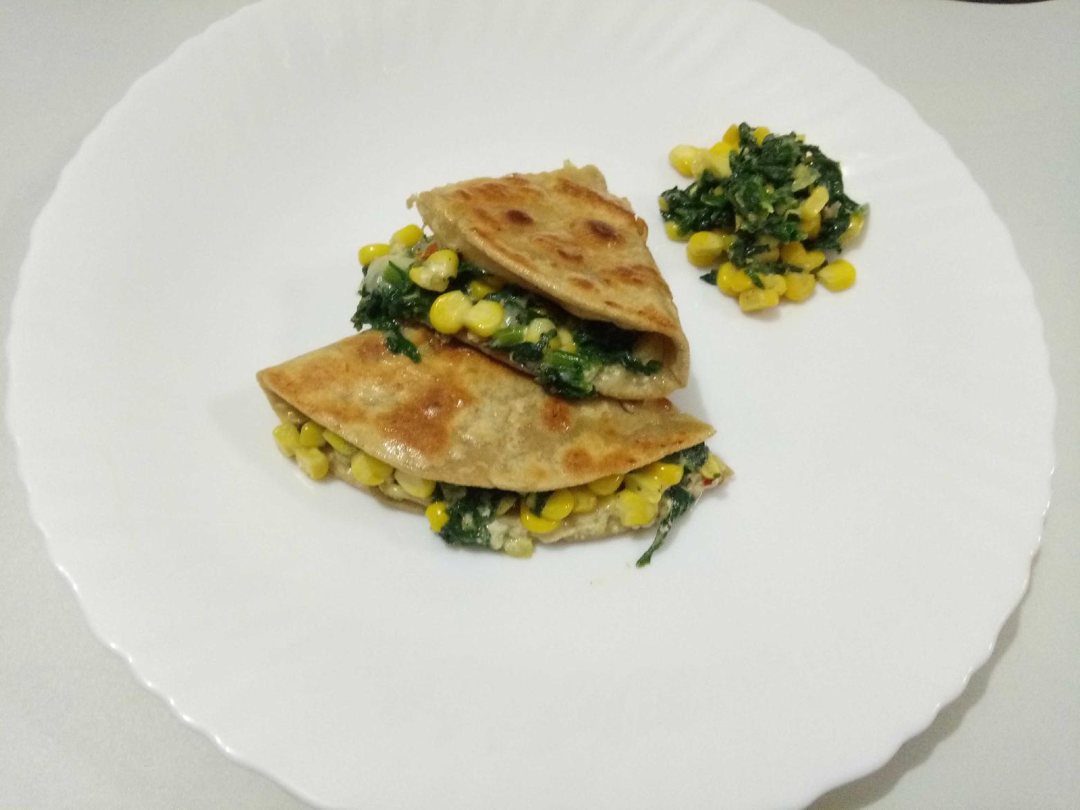 Cheese, corn and spinach Quesadilla (Mexican cuisine)