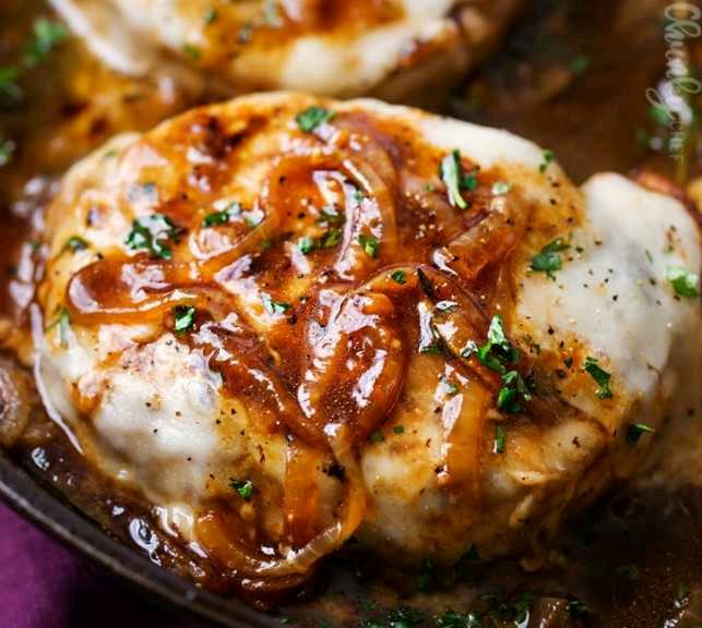 FRENCH ONION SMOTHERED PORK CHOPS