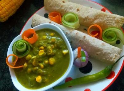 Corn palak sabji