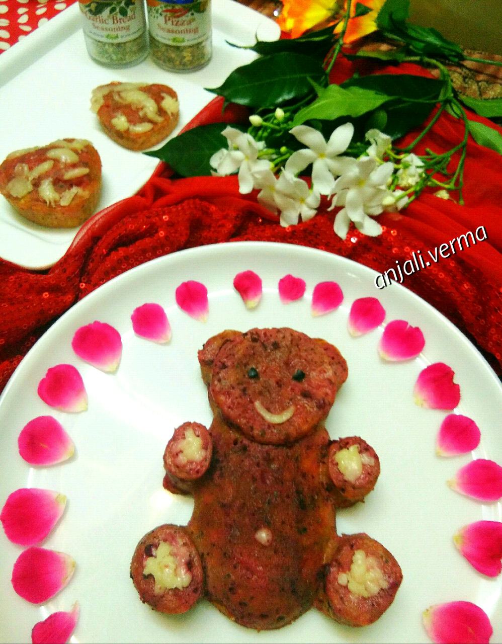 Beetroot Teddybear Cheese Pizza Cake