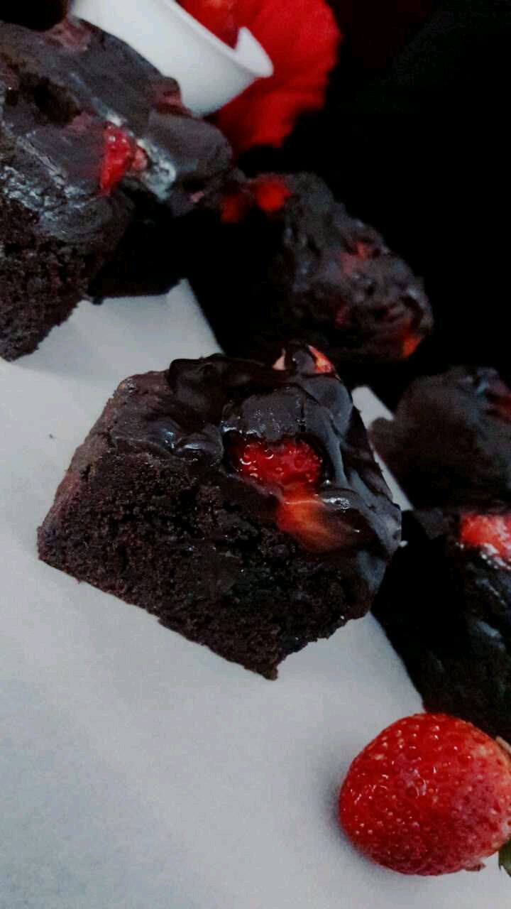 Strawberry Covered Chocolate Chunk Brownies