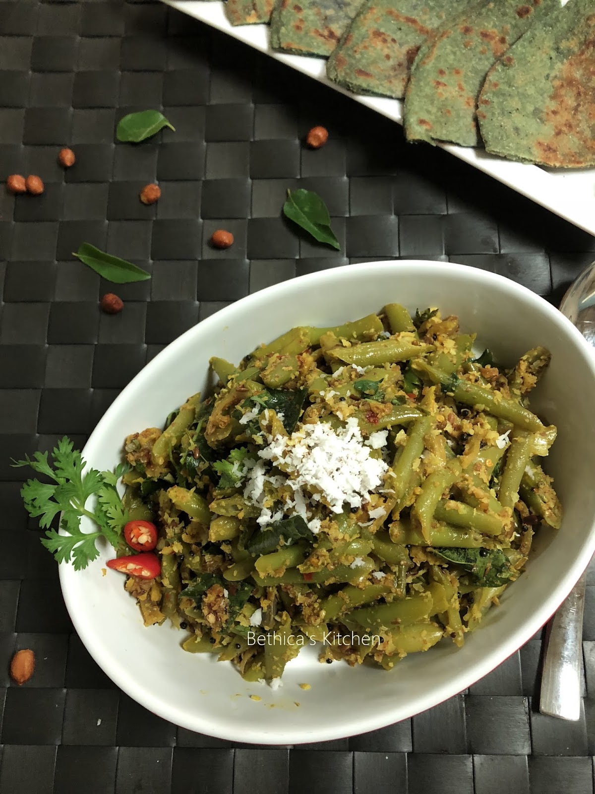 Stir Fried Beans with coconut & Peanuts
