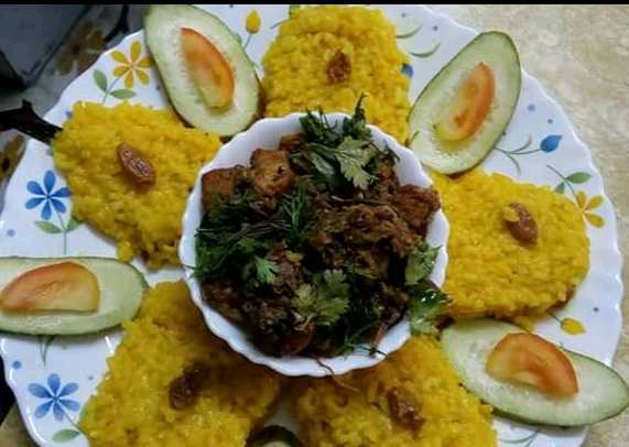 Achari Chicken With Misti  Poulao