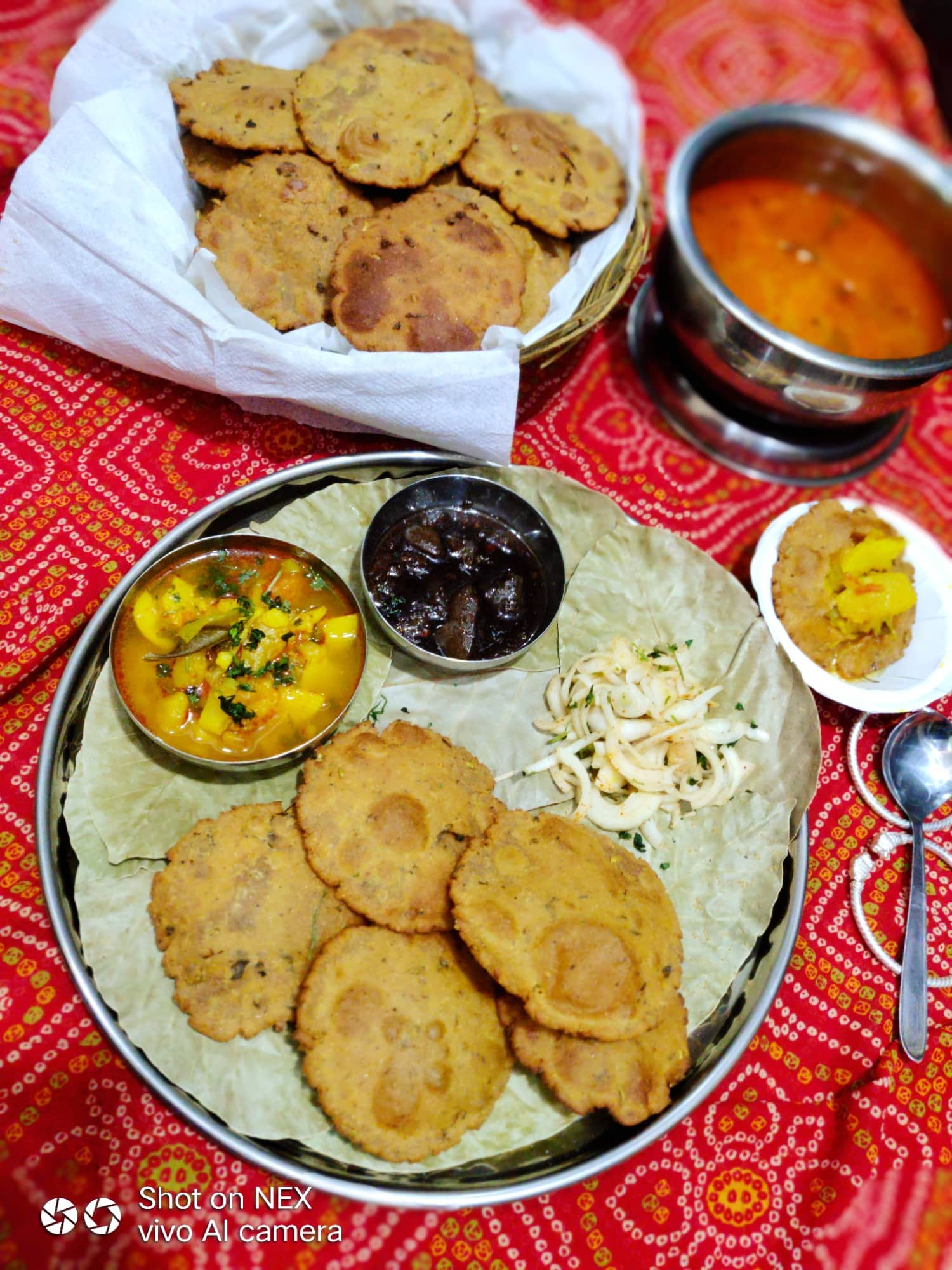 Potato pumpkin sabji and barley bedmi puri(aloo kaddu sabji or joo ki bedmi puri)