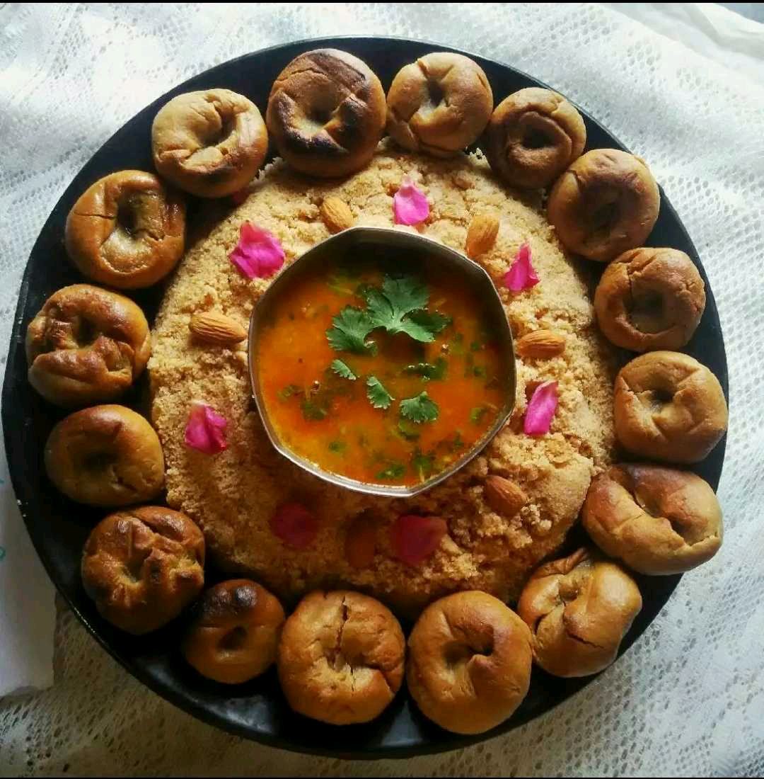 Daal bati Churma (Traditional Cuisine Of Rajasthan Loaded Of Ghee)