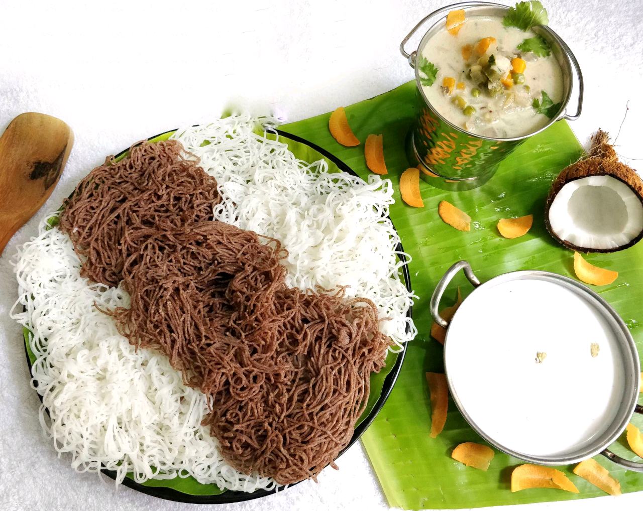 Raagi,Rice String hopper's,Sodhi and Coconut Milk