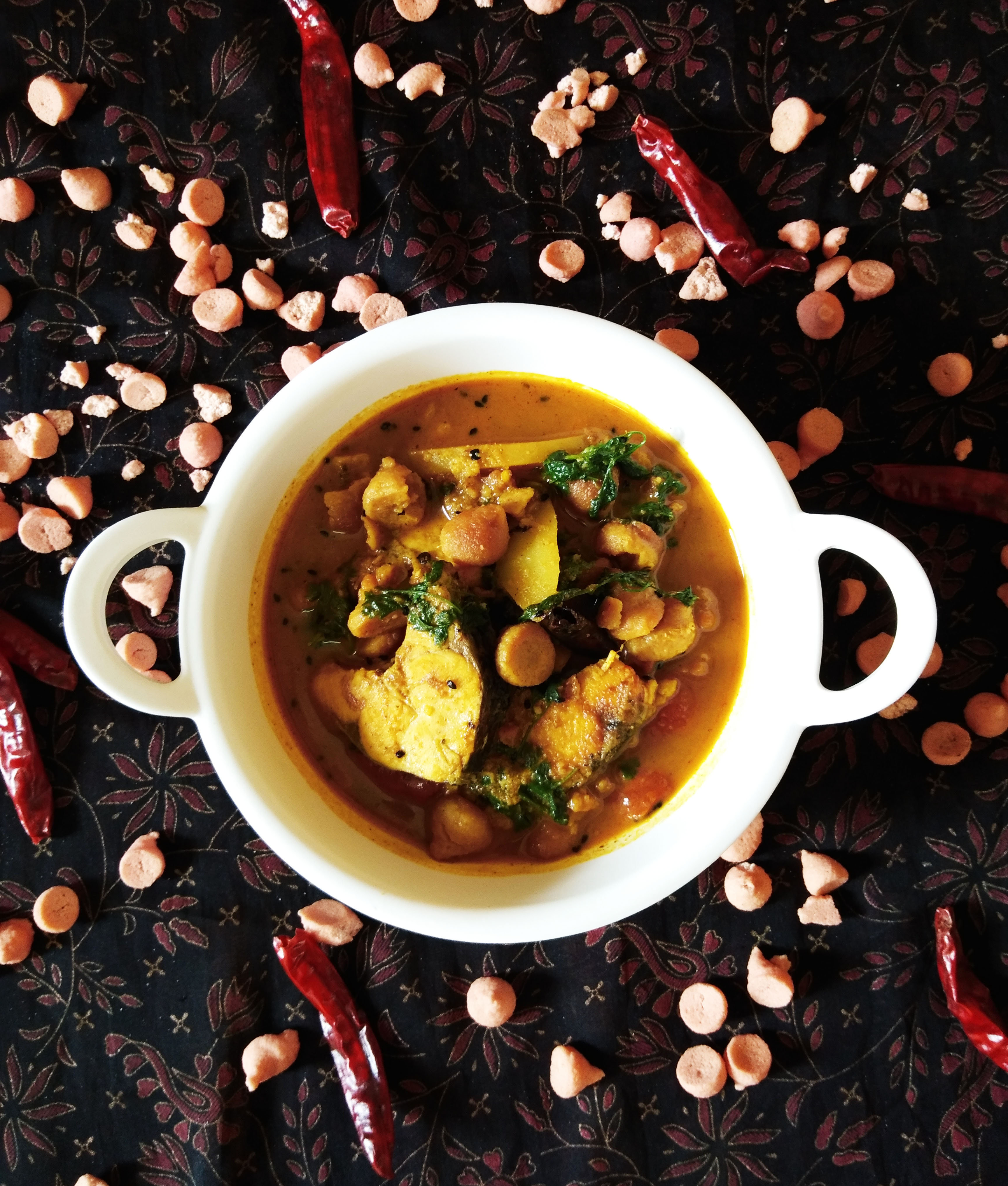 Boti diye Macher Jhol (Fish Curry with Lentil Dumpling)