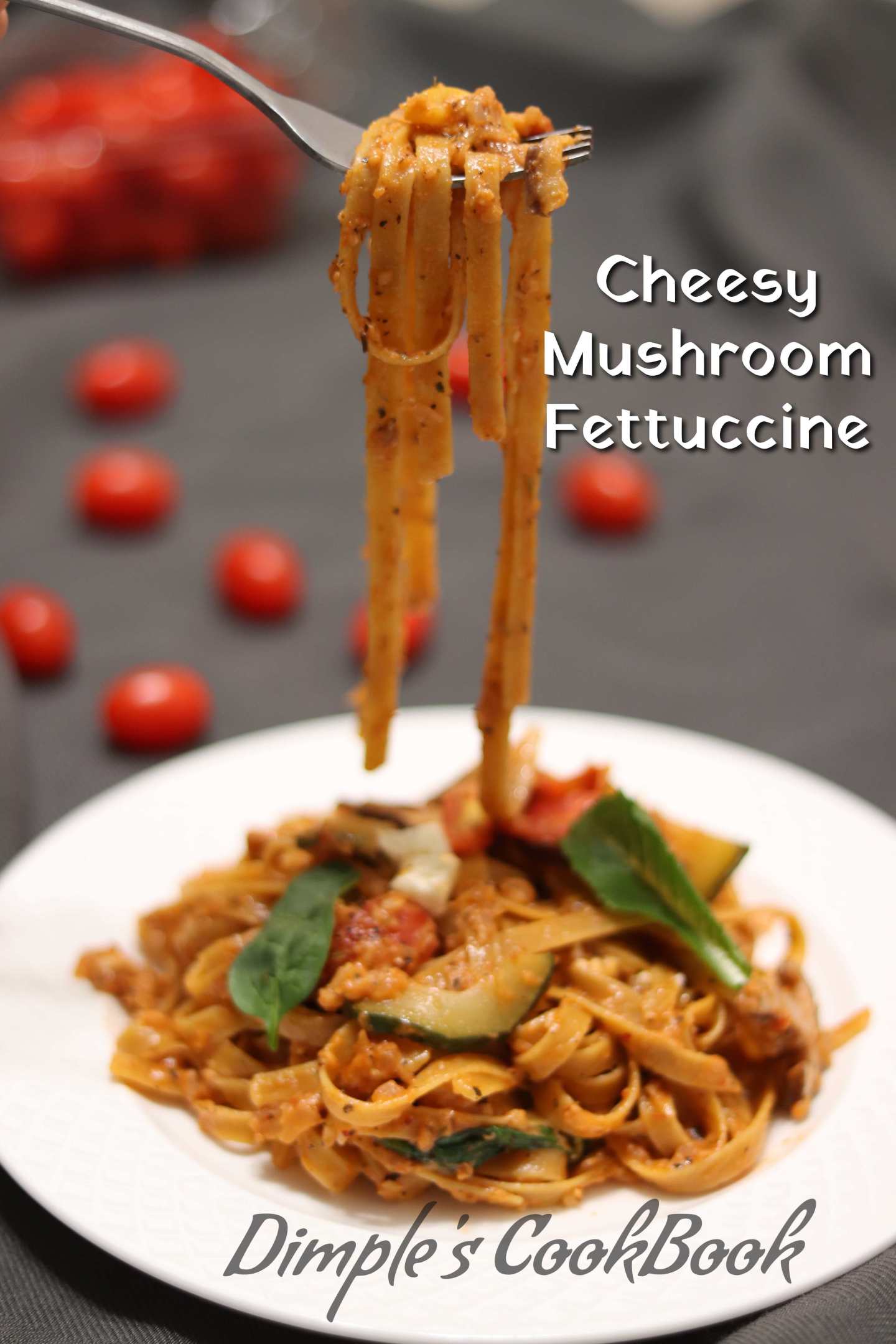 Cheesy Mushroom Fettuccine Pasta
