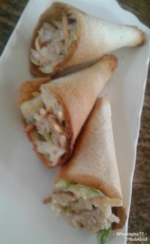 Bread Cones stuffed with Chicken Salad