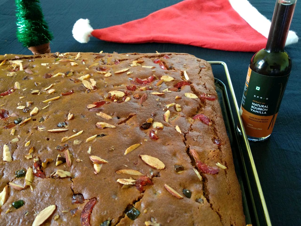 Eggless And Alcohol Free Whole Wheat Flour Christmas Cake