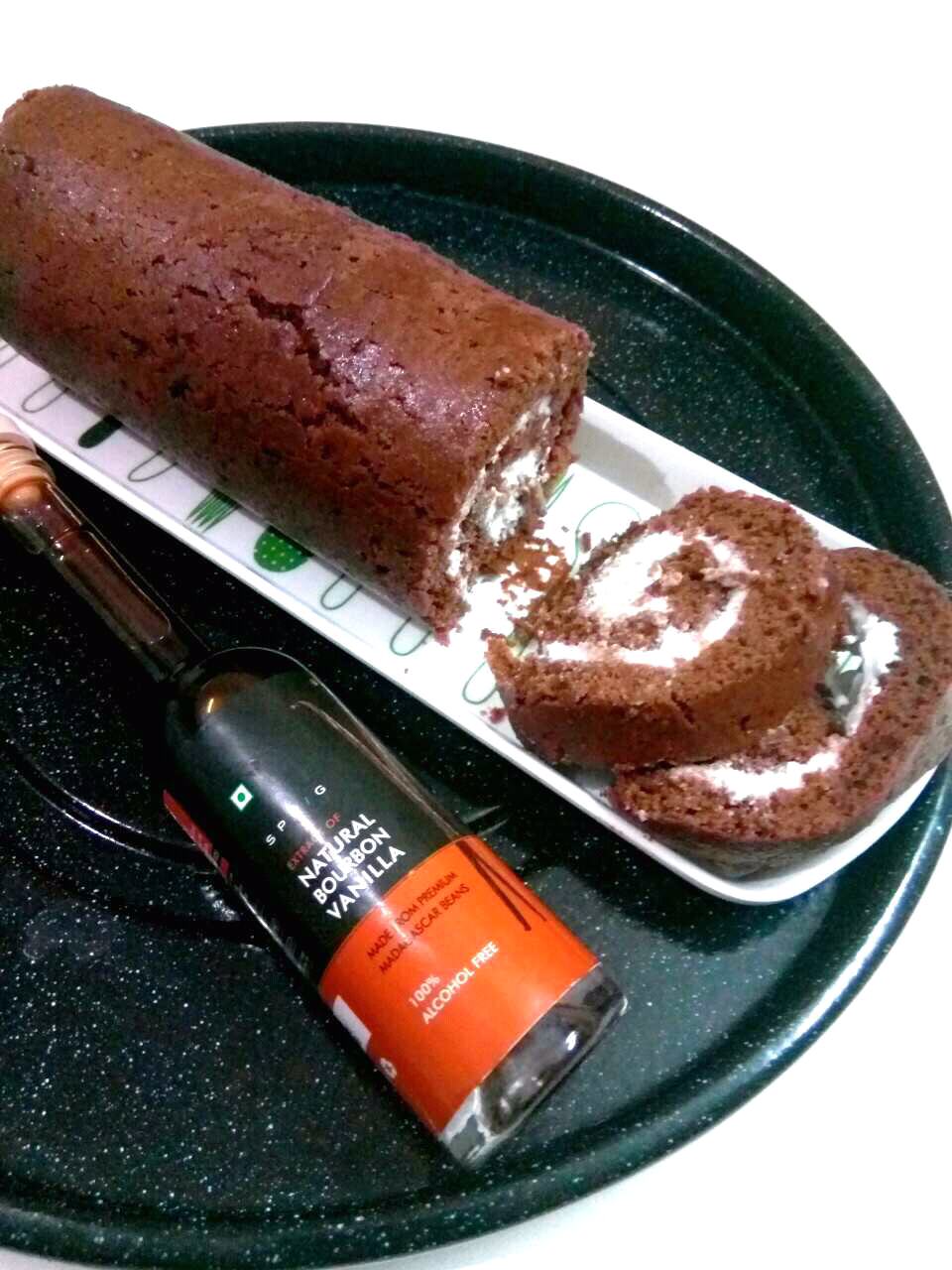 Eggless Chocolate Swiss roll cake
