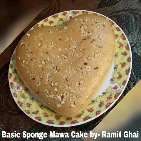 Basic Sponge Mawa Cake....This is so innovative cake...every ingredient here is so rich in itself....kaju powder,milk powder, mawa,milkmaid cashew nut pieces n so all...must try