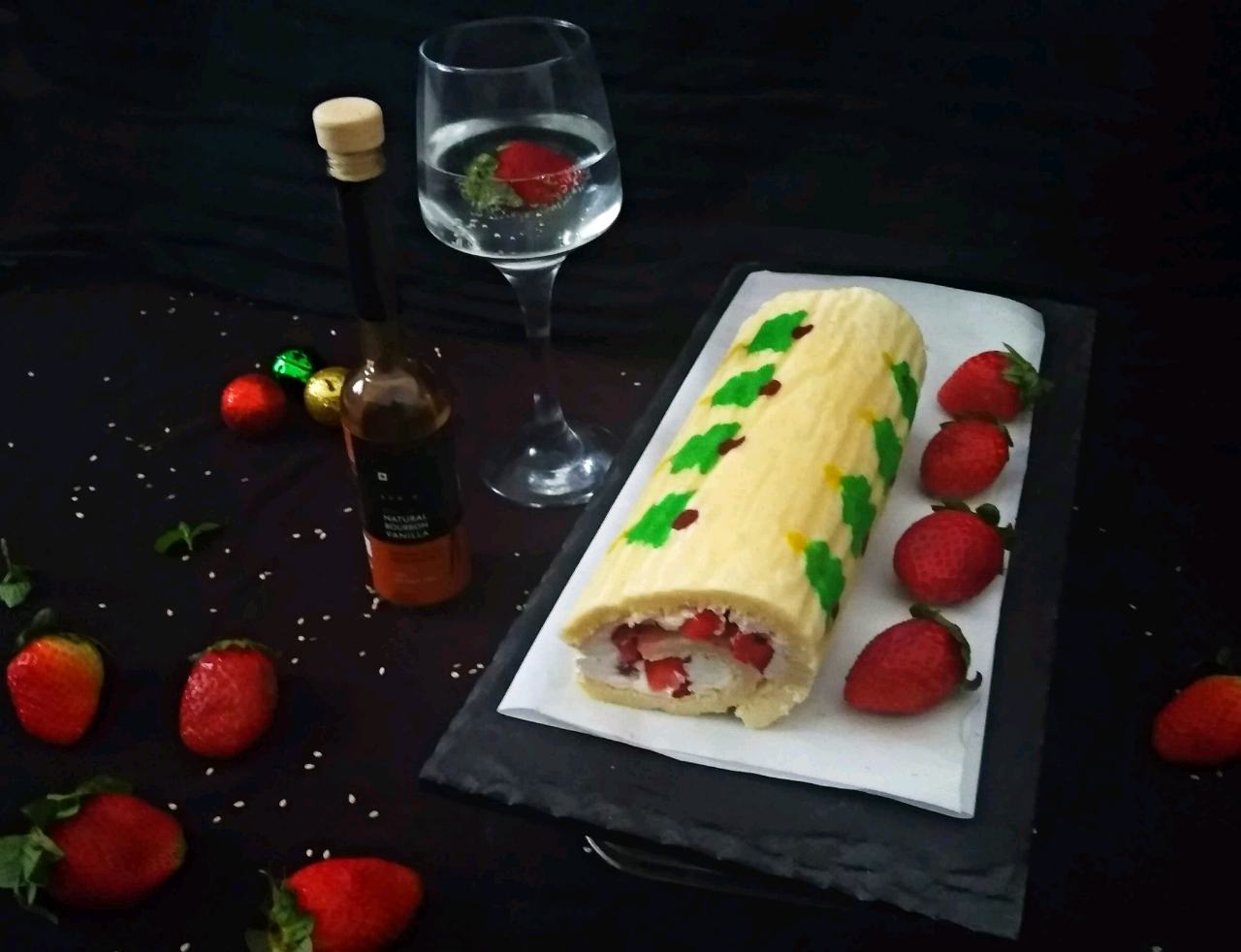 Strawberry Vanilla Roll Cake