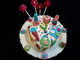 Make up theme heart shaped designer Fondant cake 