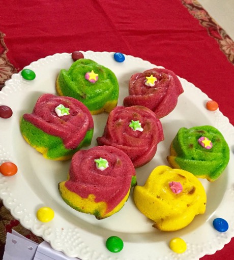 Tricolour Rose cake Muffins 