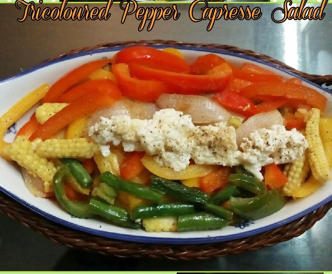 Tricoloured Bell Pepper Caprese Salad