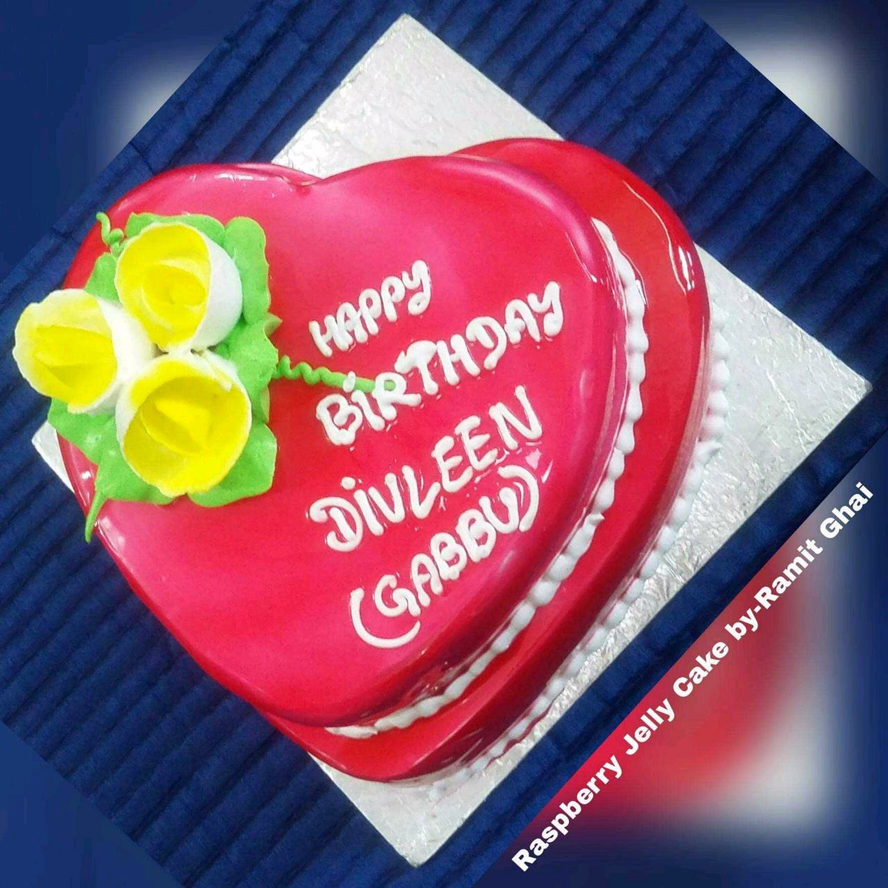 Raspberry Jelly Cake....(A Cake Made By Me On The Occasion Of My Friends Birthday)