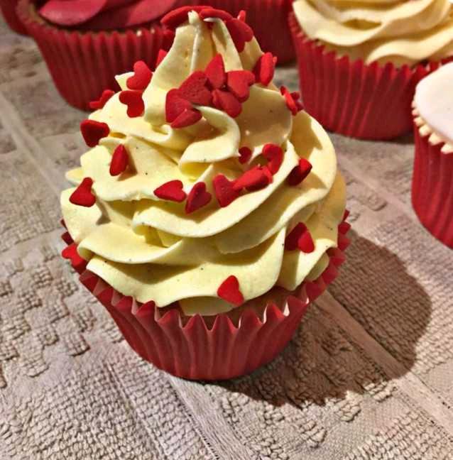 Red Velvet Cups With 
Butterscotch Foresting