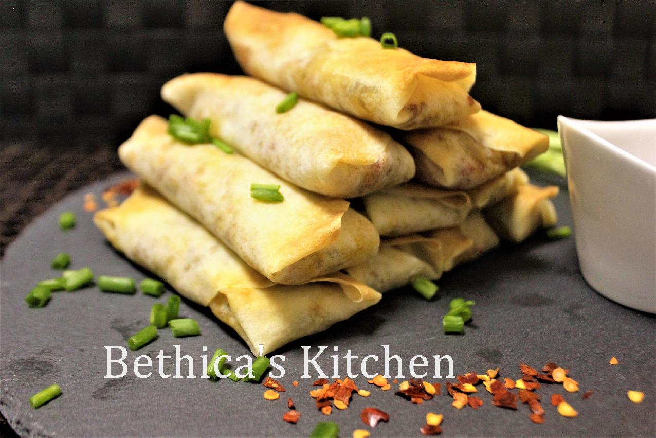 Baked Veggie Spring Rolls with Indian Fusion Style