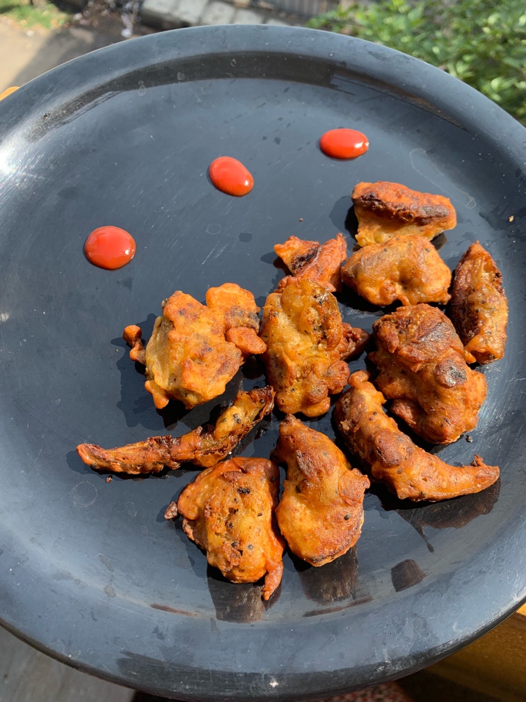 left over brinjal pakoda 