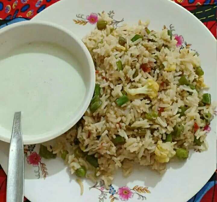Mix Veggies Rice With Curd For Kids 