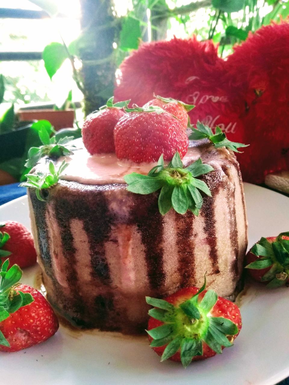 Strawberry Cake Chocolate Sauce