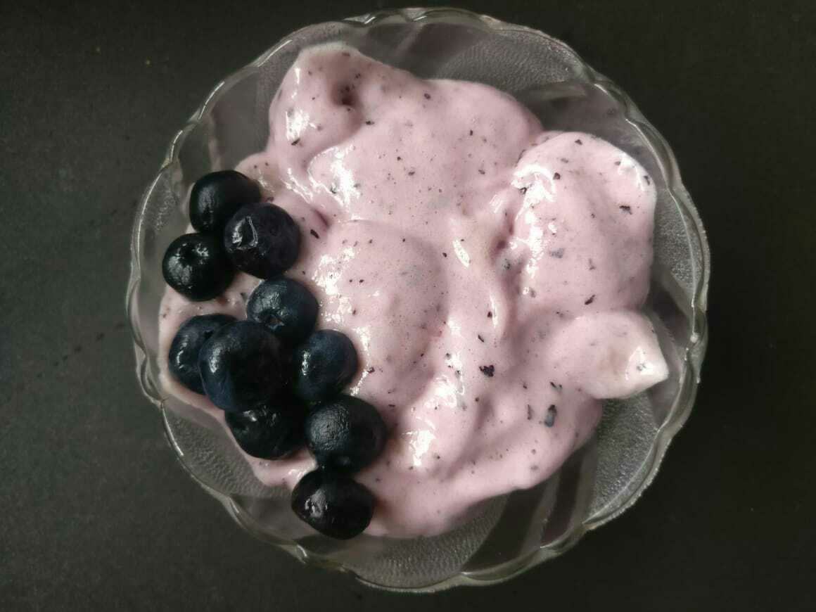 Frozen Banana And Blueberry Ice Cream