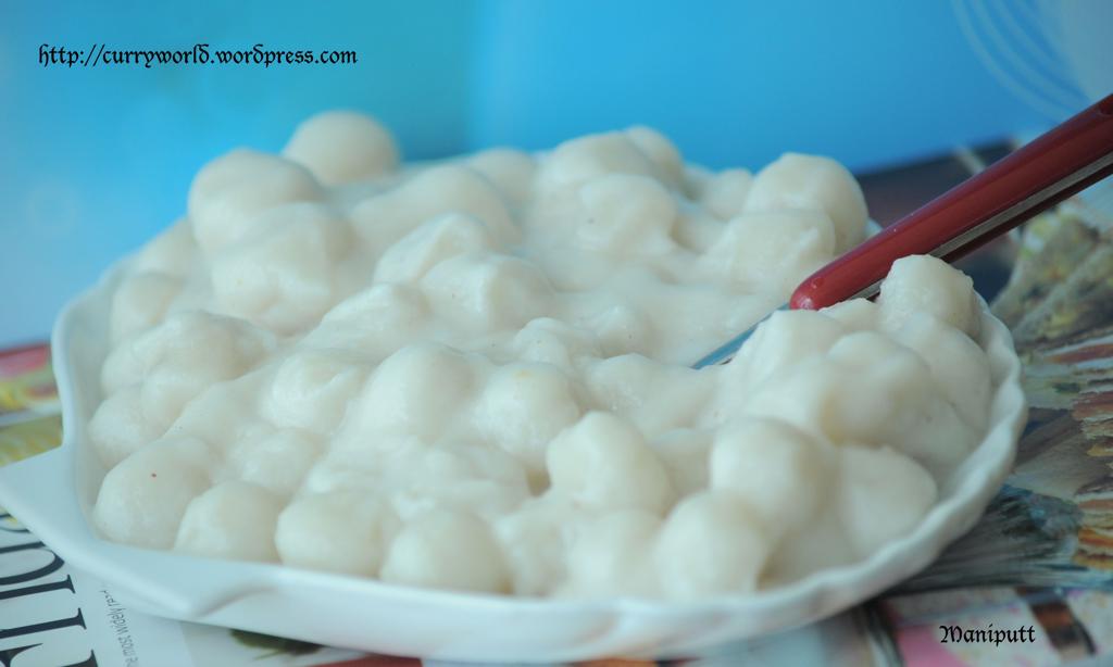 Mani Puttu/Steamed Rice balls in Coconut Milk